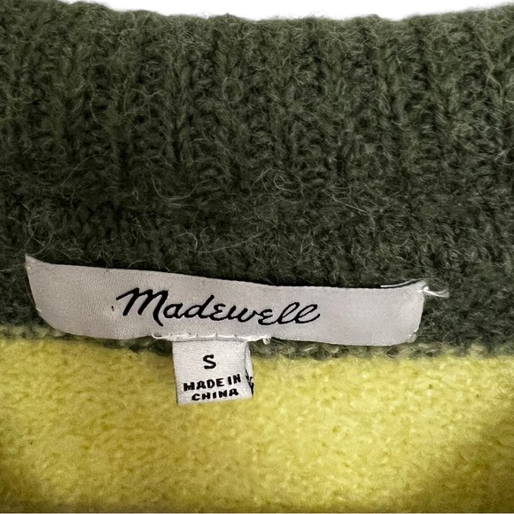 MADEWELL Striped Fulton Pullover Sweater WOOL BLEND. Color: Heather Gras… - Picture 9 of 11